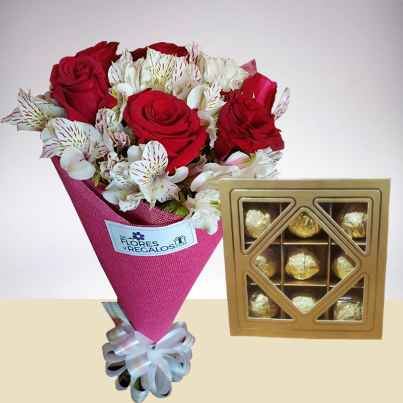 Rosas con chocolates