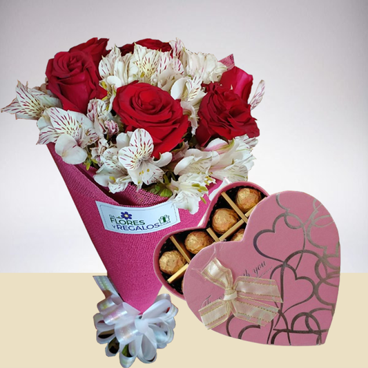 Rosas con chocolates